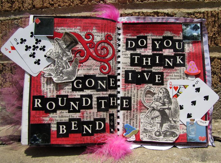 Alice in Wonderland Art Journal spread 1