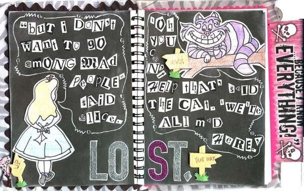 Alice in Wonderland Art Journal spread 2