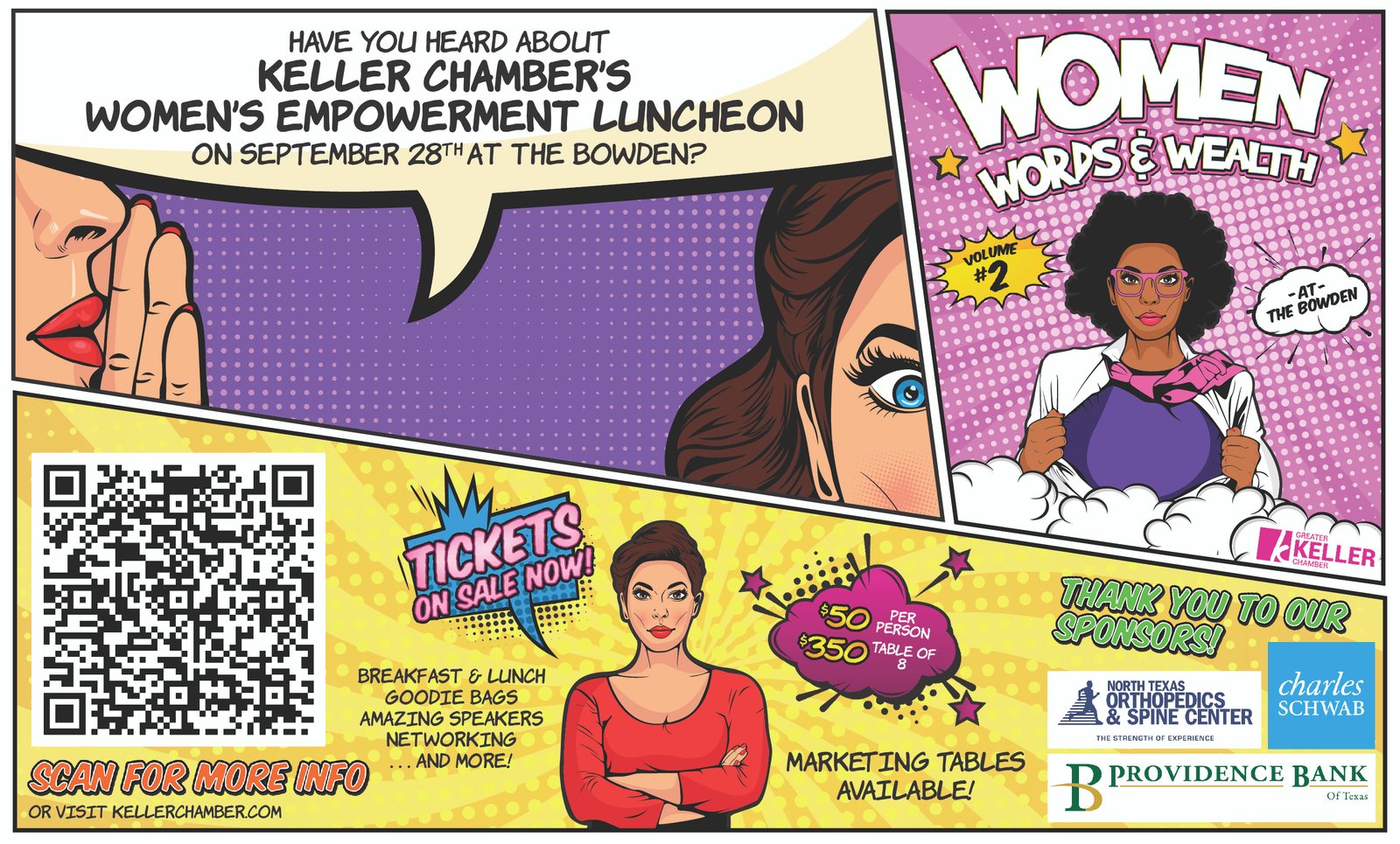 Greater Keller of Chamber Women Words & Wealth Luncheon advertisement
