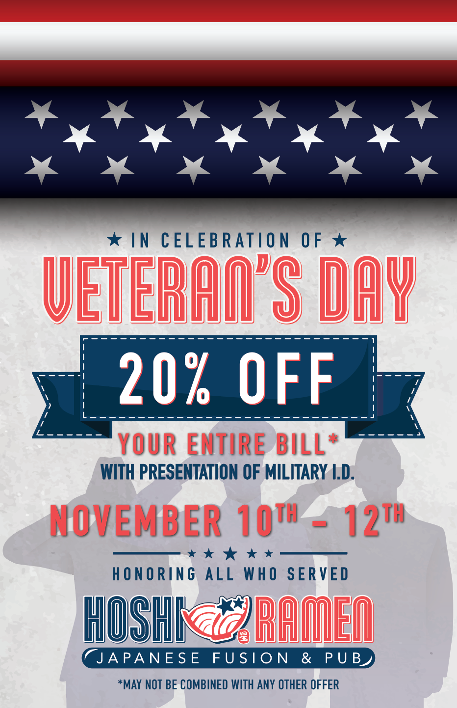 Hoshi Ramen Veteran's Day 2023 promo