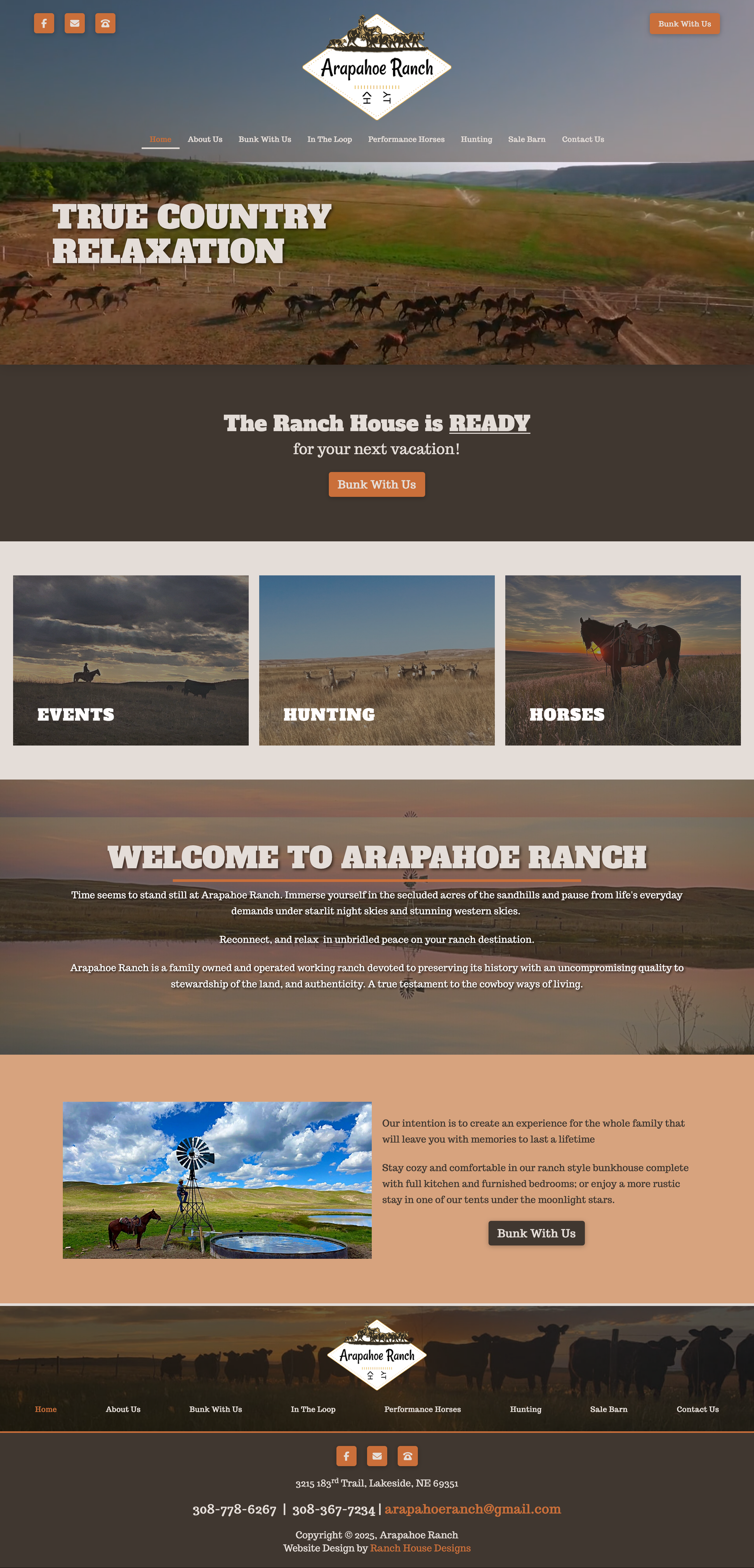 Arapahoe Ranch website (for Ranch House Designs)