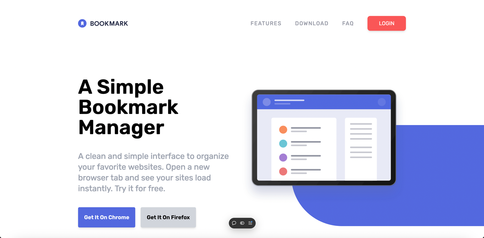 Bookmark Extension Demo Website coursework project