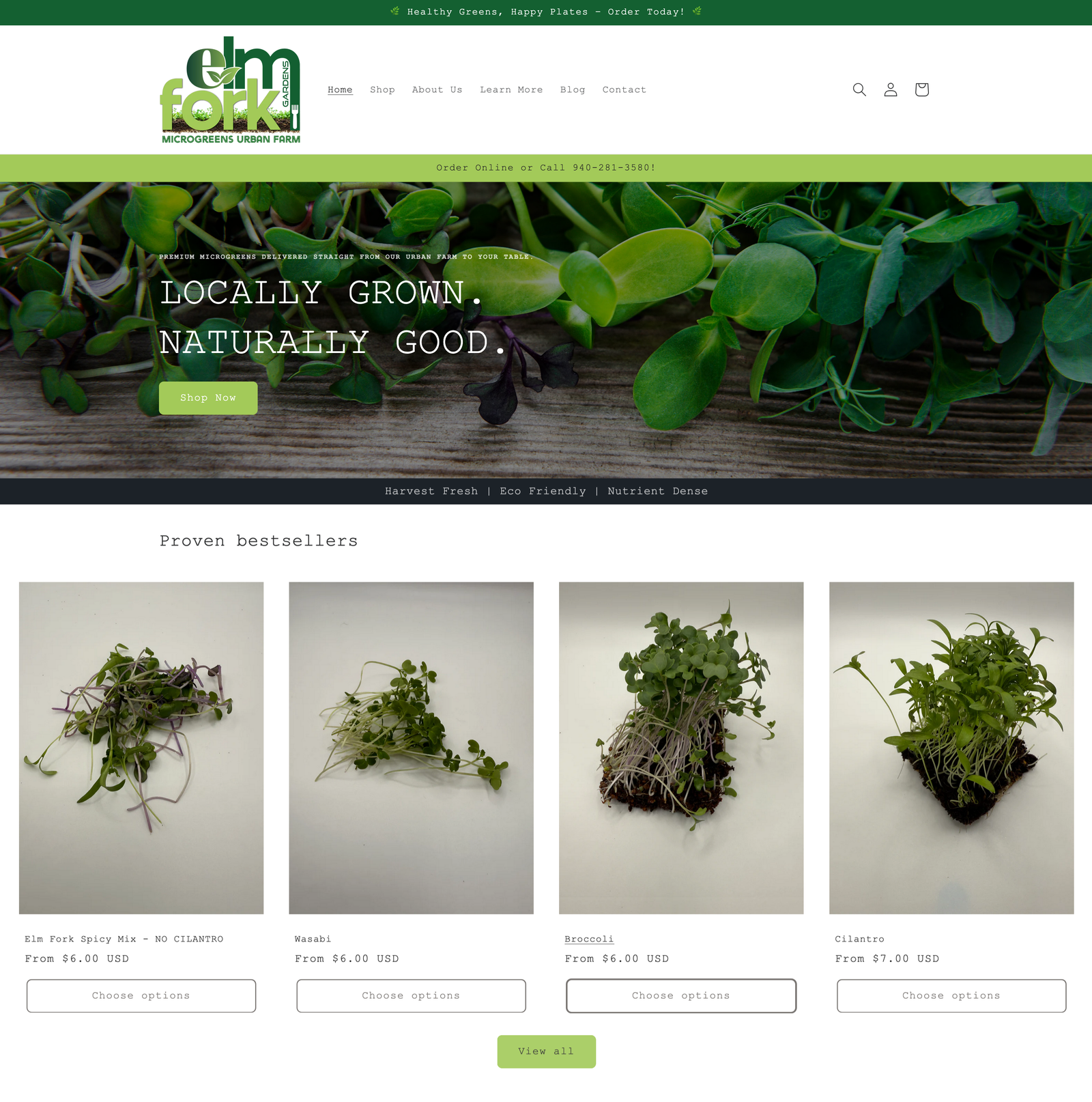 Elm Fork Gardens Microgreens e-Commerce website