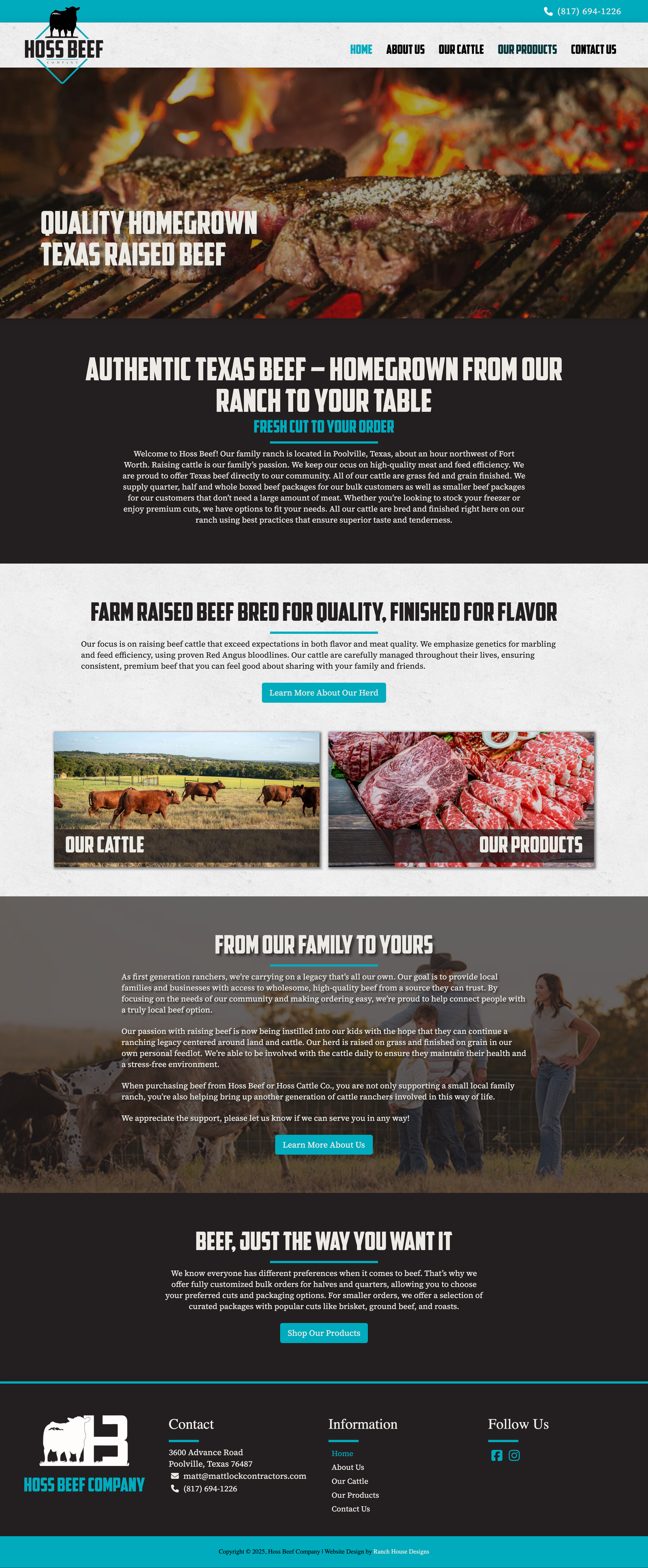 Hoss Beef Company website (for Ranch House Designs)