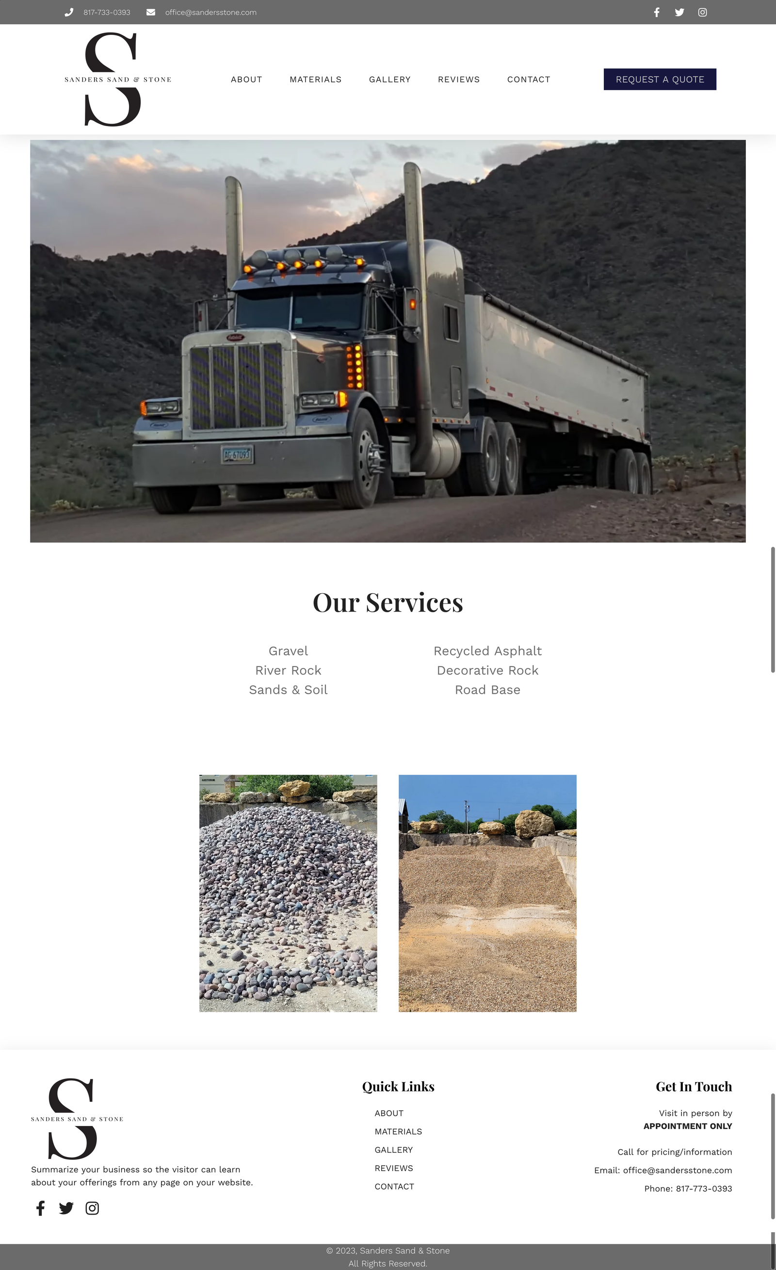Sanders Sand & Stone website